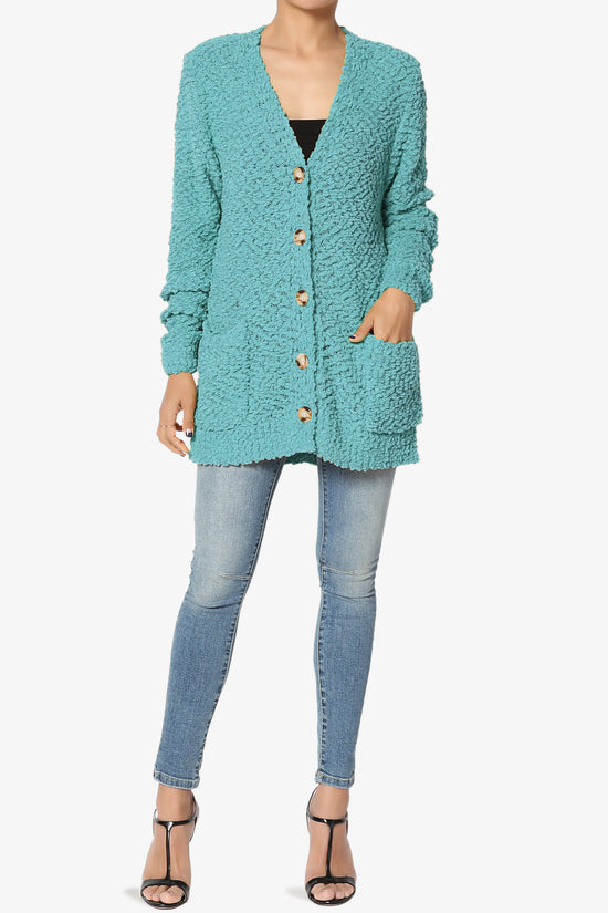 Barry Button Teddy Knit Sweater Cardigan DUSTY TEAL_6