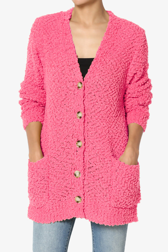 Load image into Gallery viewer, Barry Button Teddy Knit Sweater Cardigan FUCHSIA_1
