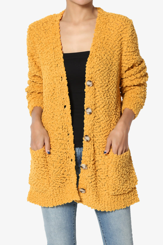 Load image into Gallery viewer, Barry Button Teddy Knit Sweater Cardigan GOLDEN MUSTARD_1

