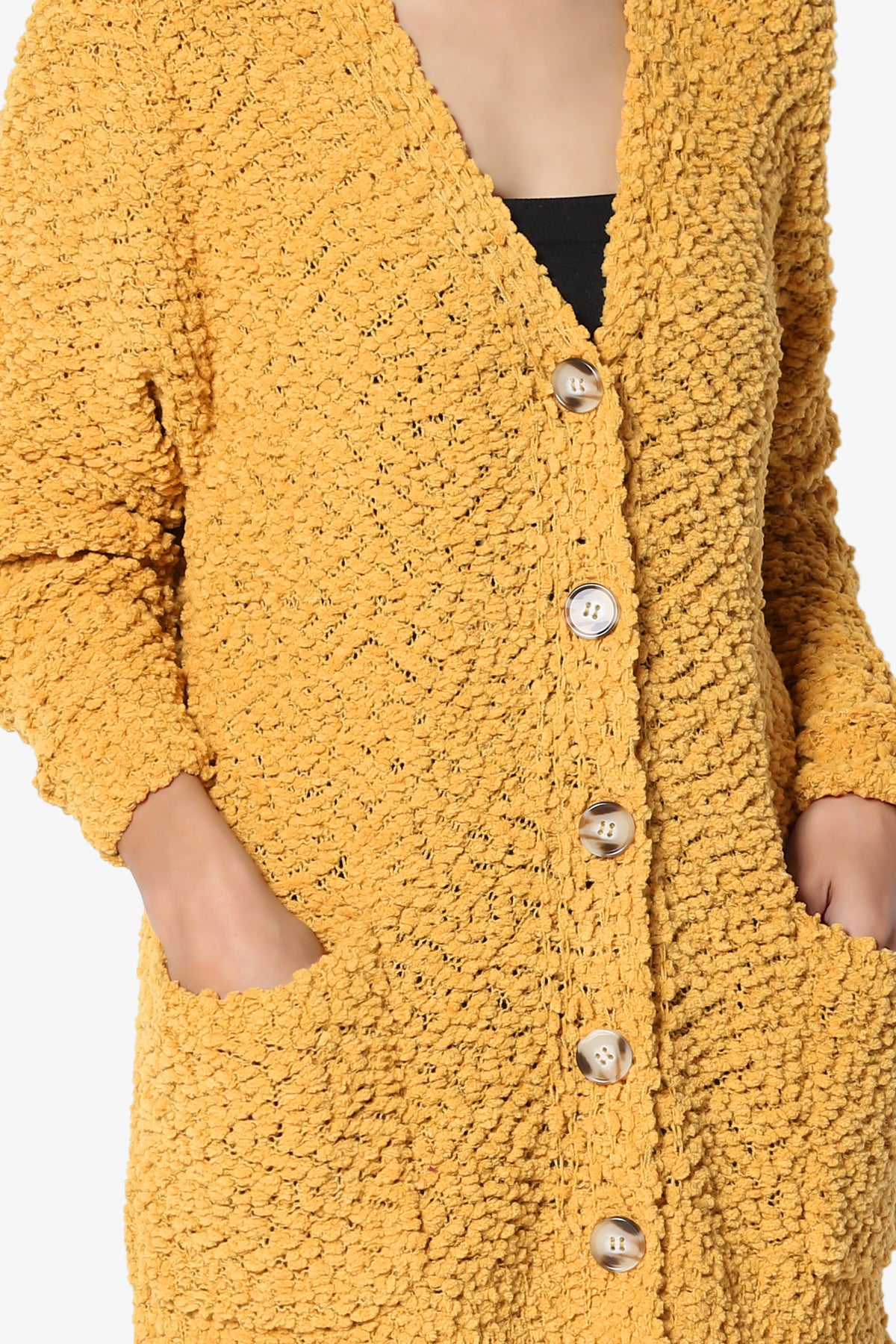 Load image into Gallery viewer, Barry Button Teddy Knit Sweater Cardigan GOLDEN MUSTARD_5
