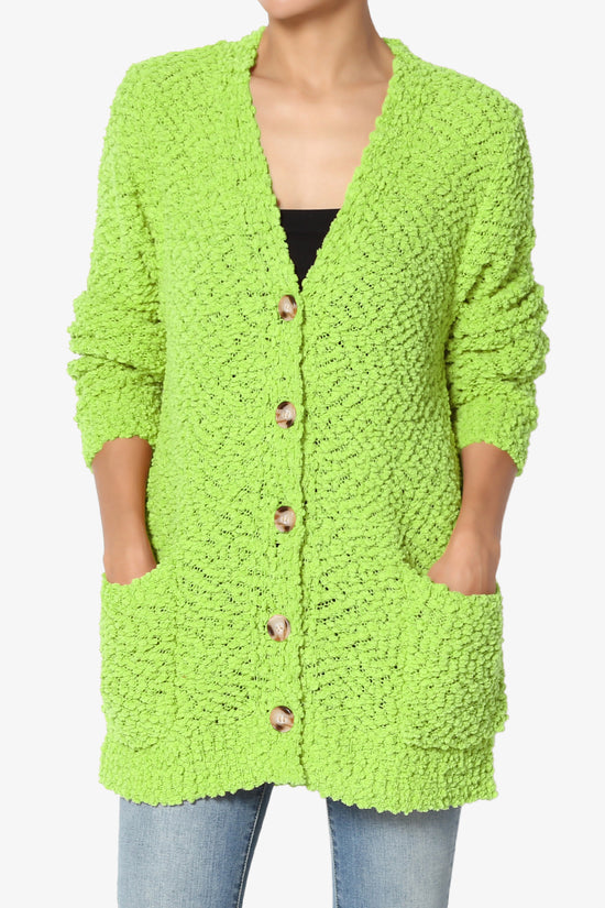 Barry Button Teddy Knit Sweater Cardigan GREEN_1