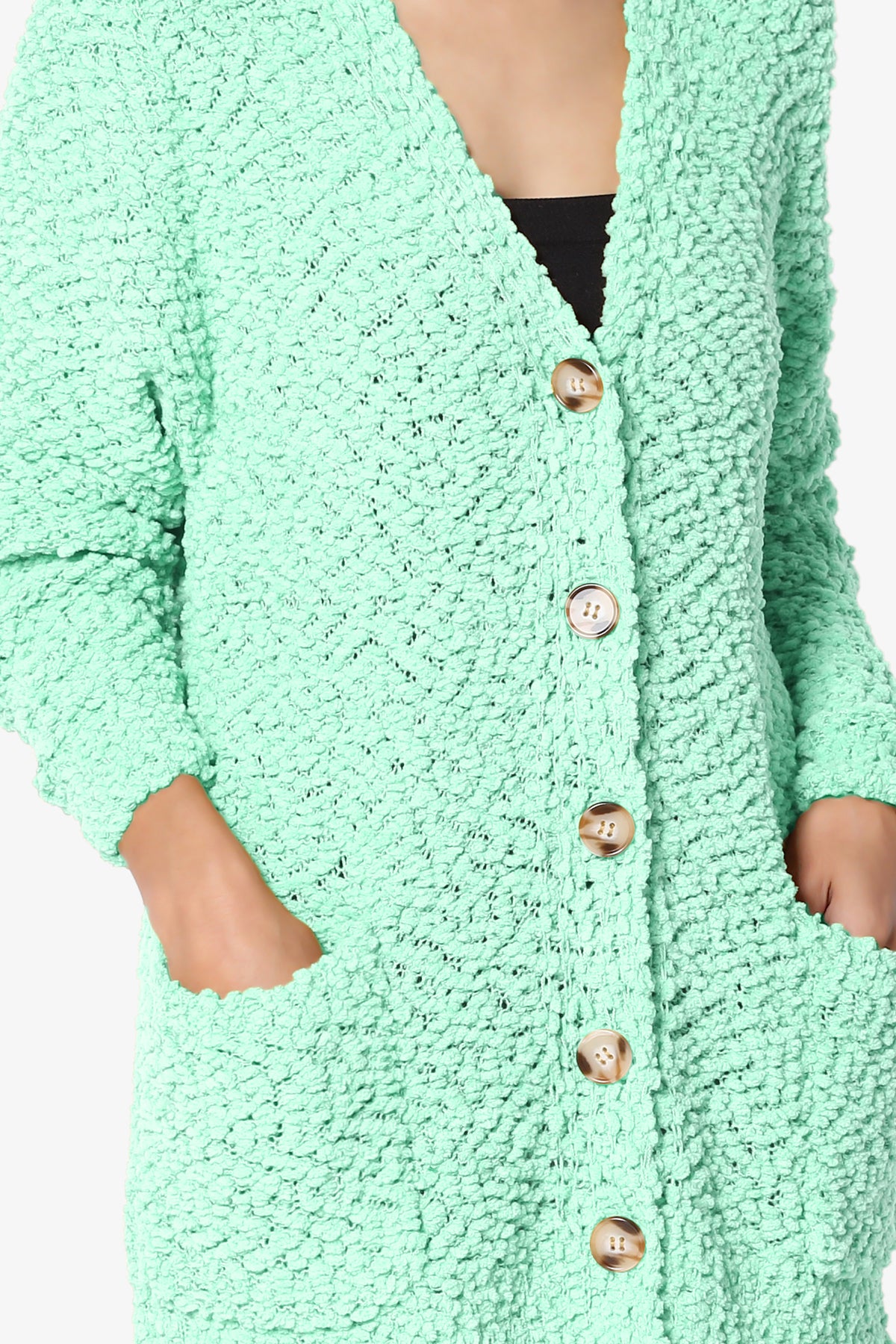 Barry Button Teddy Knit Sweater Cardigan GREEN MINT_5