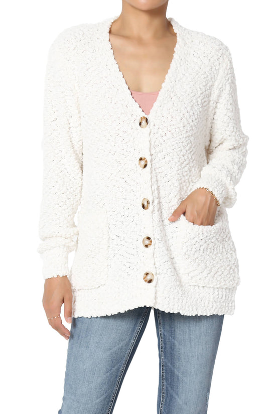 Load image into Gallery viewer, Barry Button Teddy Knit Sweater Cardigan IVORY_1
