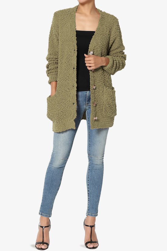 Load image into Gallery viewer, Barry Button Teddy Knit Sweater Cardigan KHAKI GREEN_6
