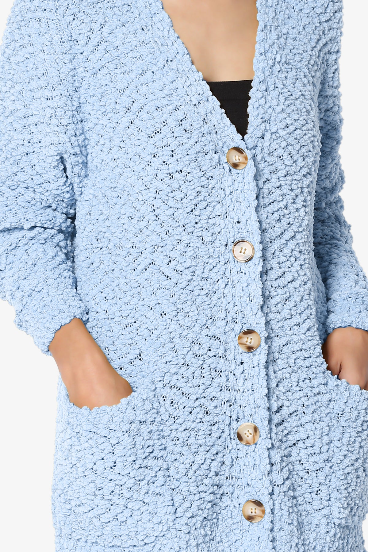 Barry Button Teddy Knit Sweater Cardigan LIGHT BLUE_5