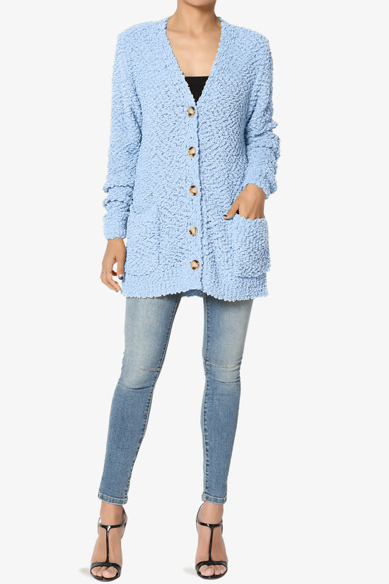 Barry Button Teddy Knit Sweater Cardigan LIGHT BLUE_6