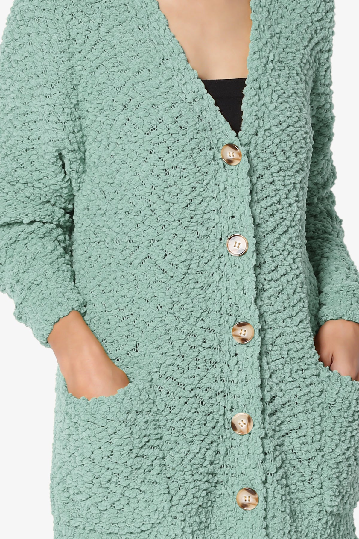 Barry Button Teddy Knit Sweater Cardigan LIGHT GREEN_5