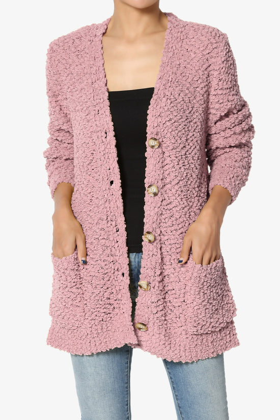 Barry Button Teddy Knit Sweater Cardigan LIGHT ROSE_1