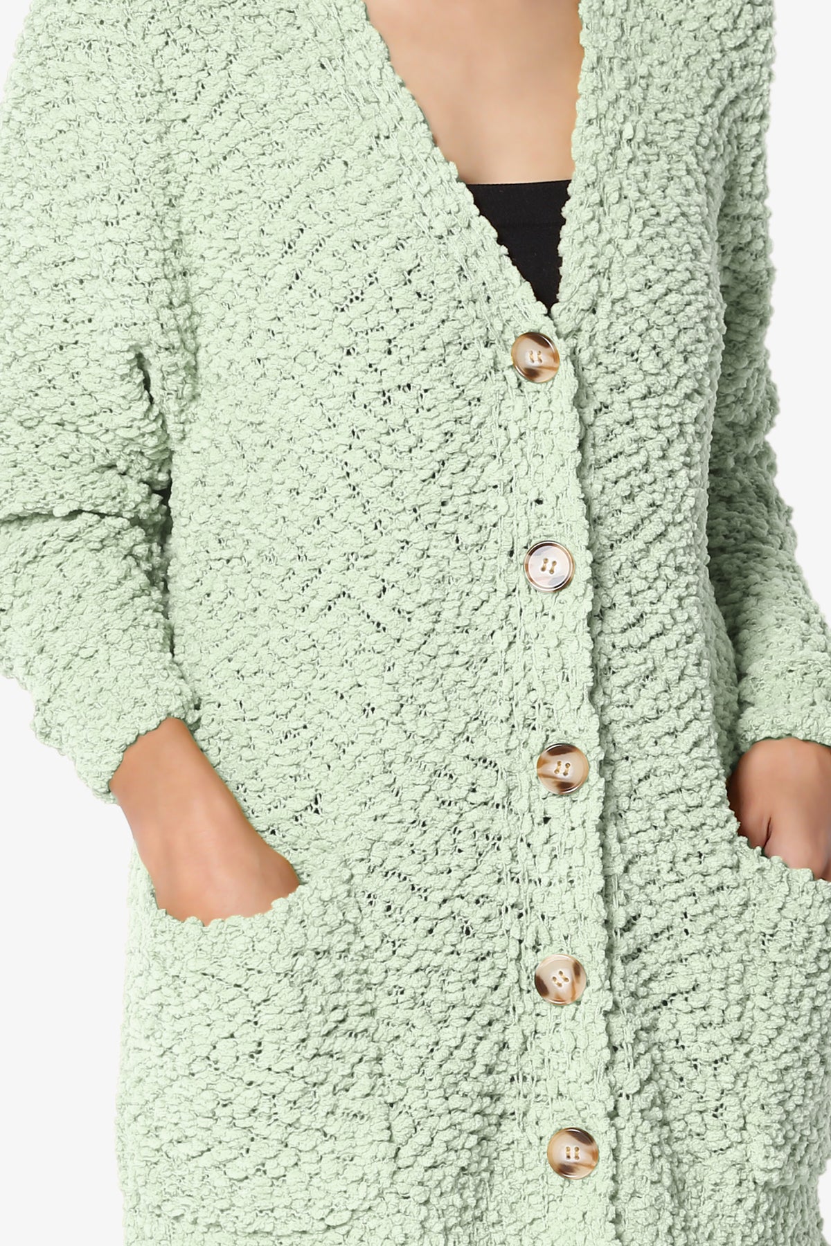Load image into Gallery viewer, Barry Button Teddy Knit Sweater Cardigan LIGHT SAGE_5
