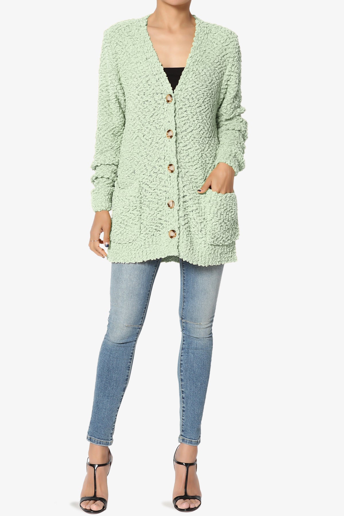 Load image into Gallery viewer, Barry Button Teddy Knit Sweater Cardigan LIGHT SAGE_6
