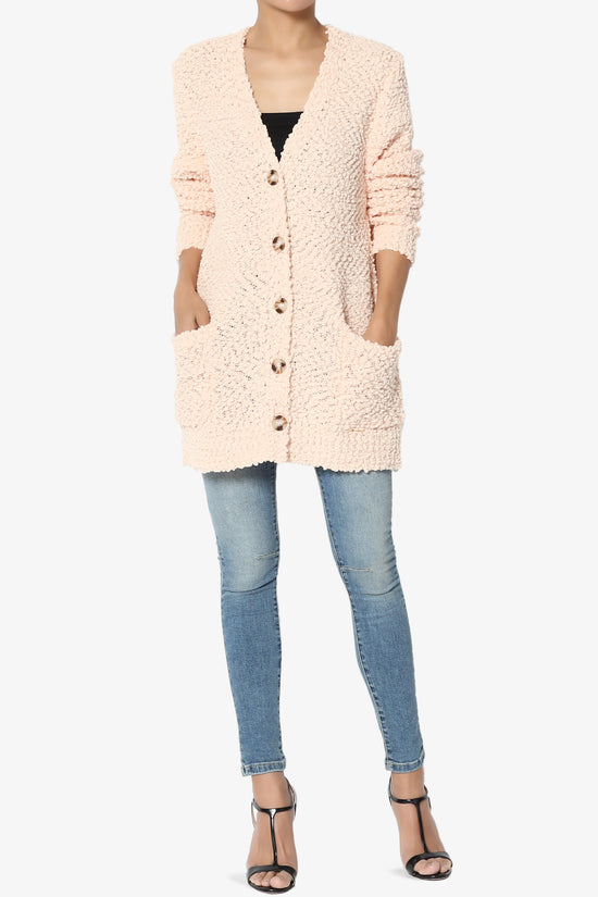 Load image into Gallery viewer, Barry Button Teddy Knit Sweater Cardigan LT PEACH_6
