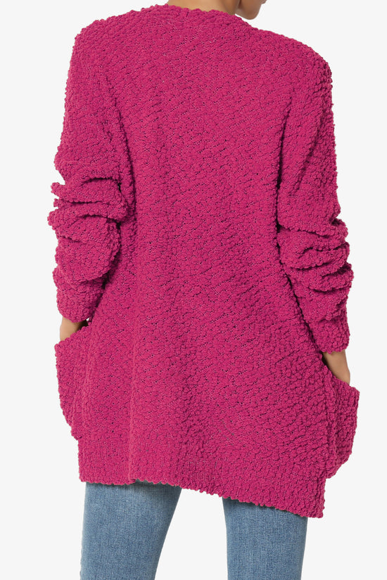 Barry Button Teddy Knit Sweater Cardigan MAGENTA_2