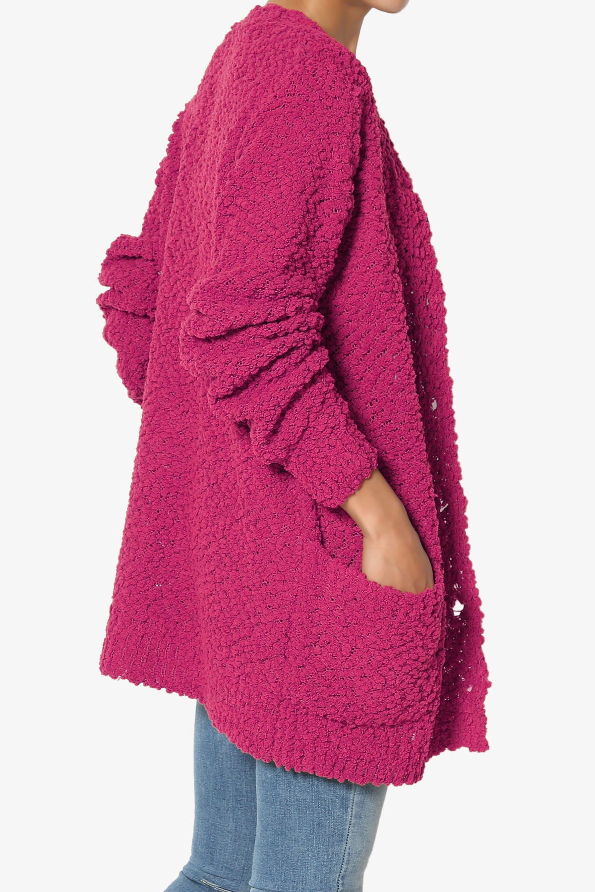 Barry Button Teddy Knit Sweater Cardigan MAGENTA_4