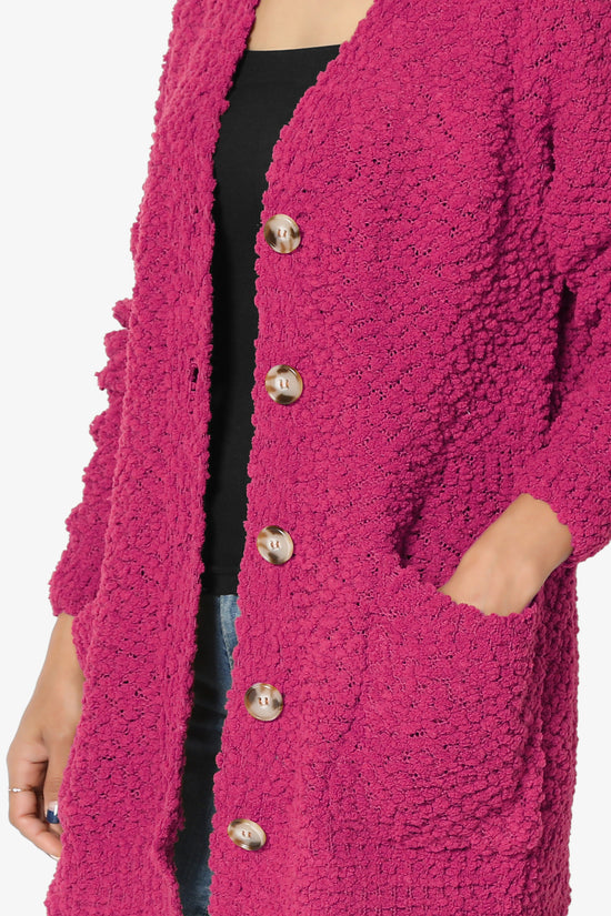 Barry Button Teddy Knit Sweater Cardigan MAGENTA_5