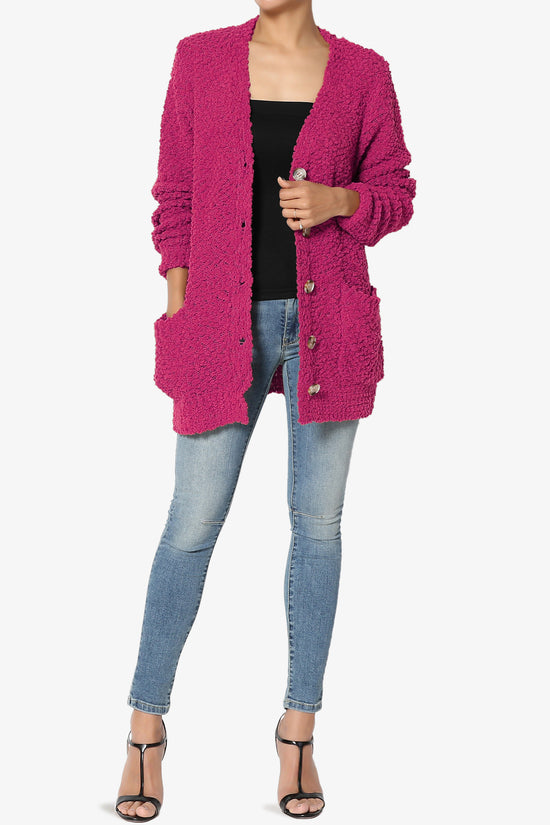 Load image into Gallery viewer, Barry Button Teddy Knit Sweater Cardigan MAGENTA_6
