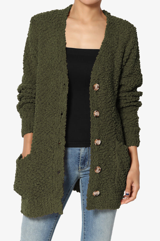 Load image into Gallery viewer, Barry Button Teddy Knit Sweater Cardigan OLIVE_1
