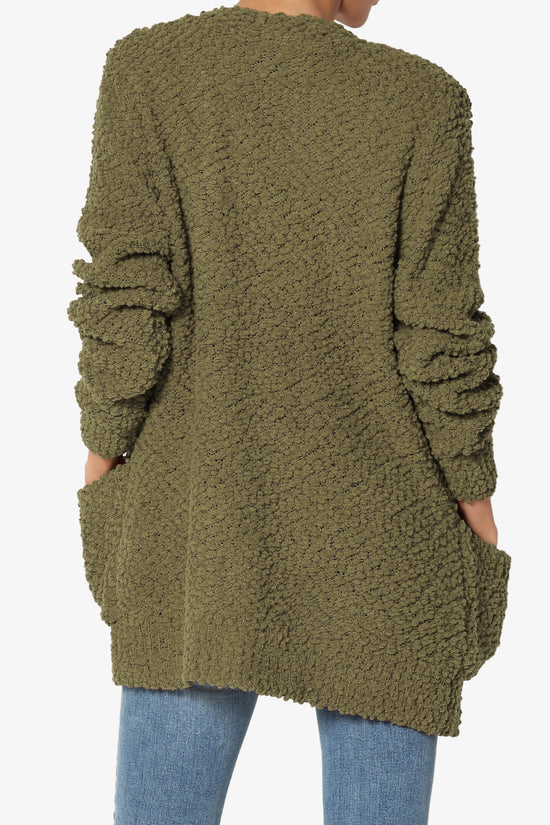 Barry Button Teddy Knit Sweater Cardigan OLIVE KHAKI_2