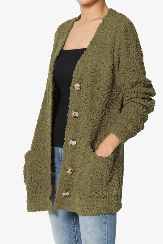 Load image into Gallery viewer, Barry Button Teddy Knit Sweater Cardigan OLIVE KHAKI_3
