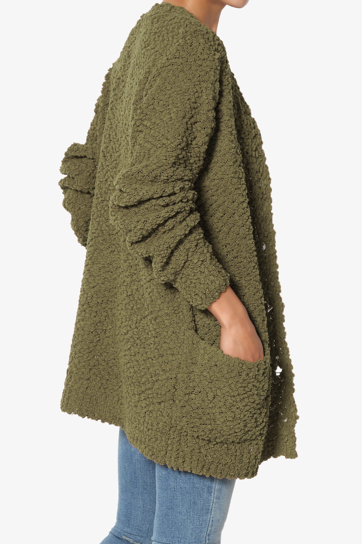 Load image into Gallery viewer, Barry Button Teddy Knit Sweater Cardigan OLIVE KHAKI_4
