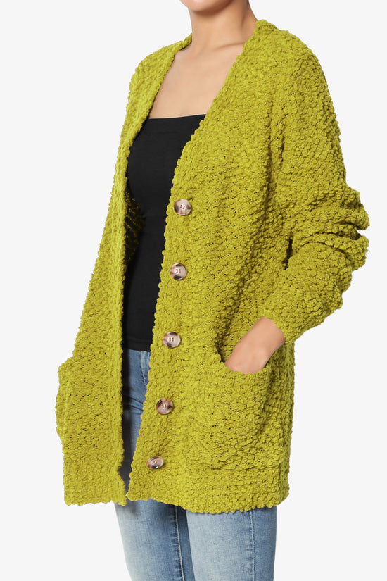 Barry Button Teddy Knit Sweater Cardigan OLIVE MUSTARD_3