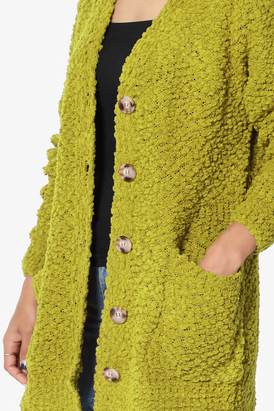 Barry Button Teddy Knit Sweater Cardigan OLIVE MUSTARD_5