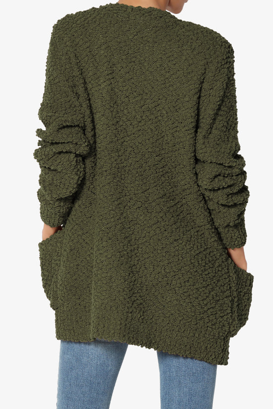 Barry Button Teddy Knit Sweater Cardigan OLIVE_2