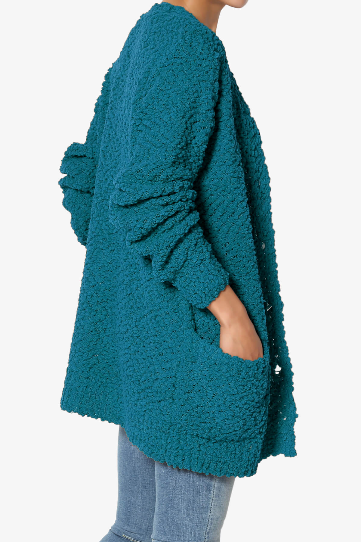 Barry Button Teddy Knit Sweater Cardigan TEAL_4