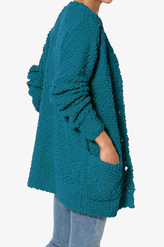 Barry Button Teddy Knit Sweater Cardigan TEAL_4