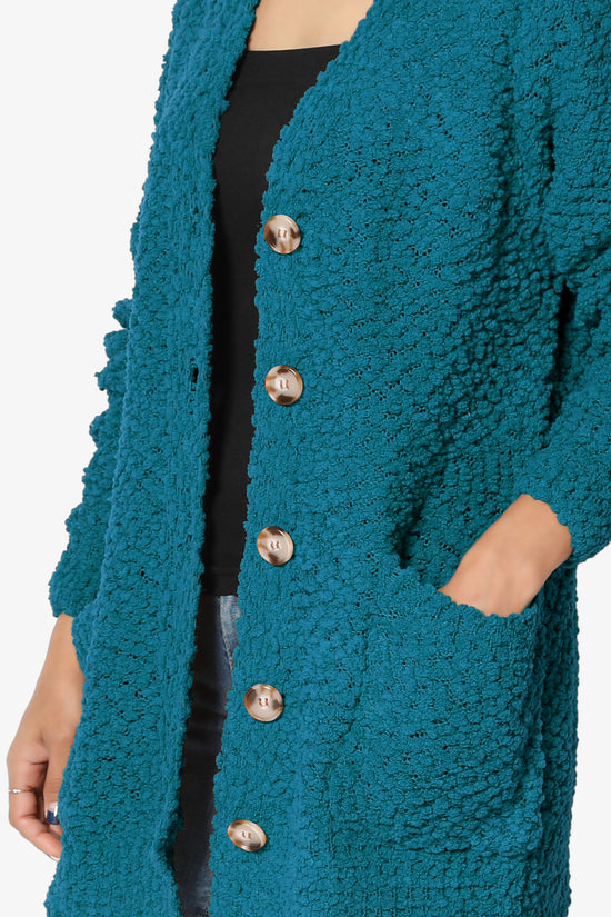 Barry Button Teddy Knit Sweater Cardigan TEAL_5