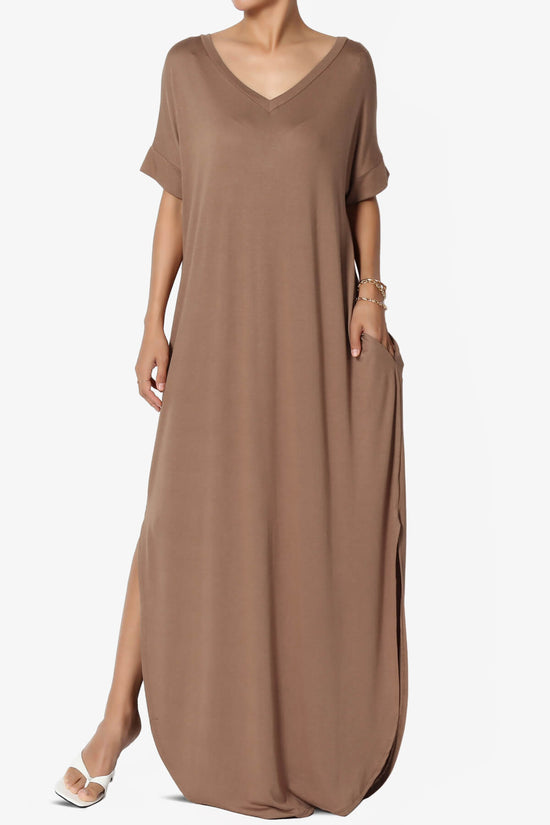 Load image into Gallery viewer, Lunar Pocket T-Shirt Maxi Dress COCOA_3
