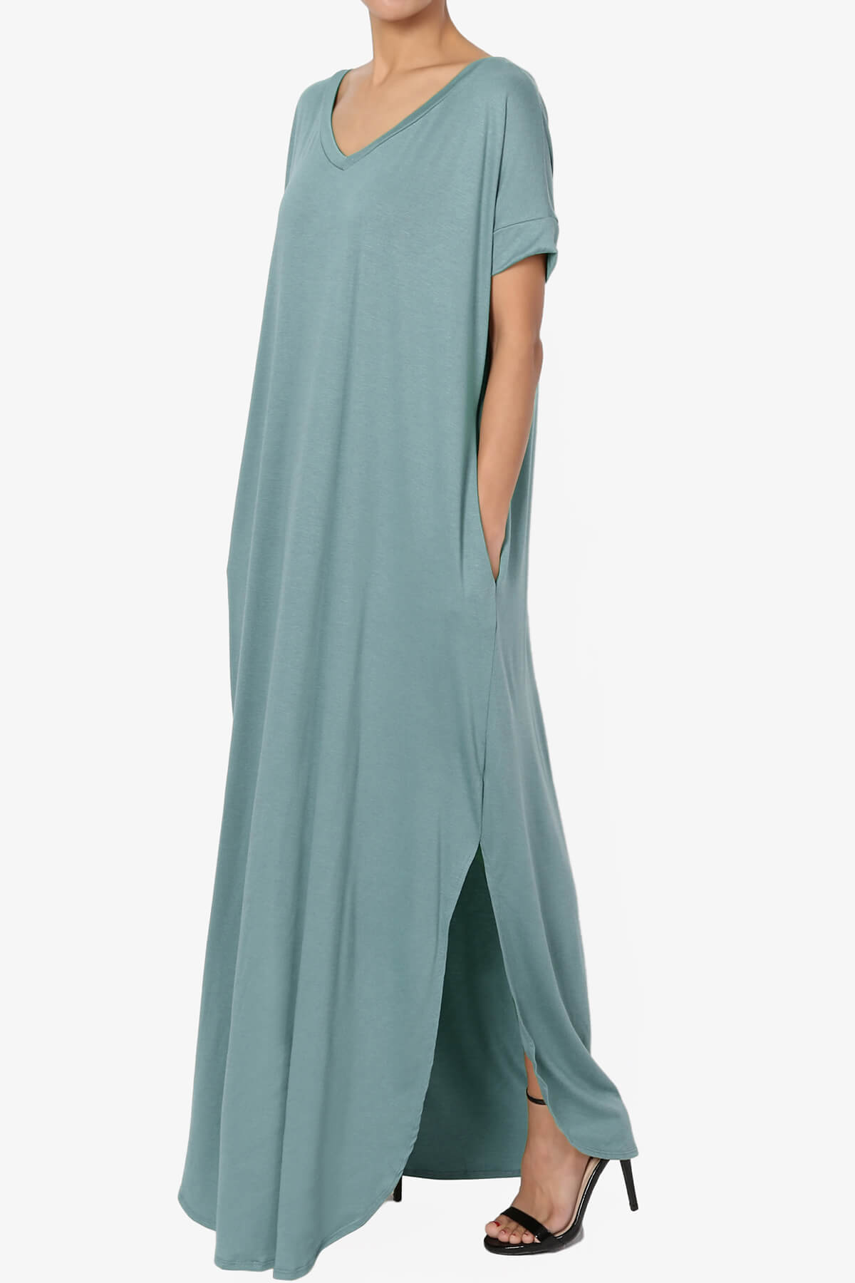Load image into Gallery viewer, Lunar Pocket T-Shirt Maxi Dress DUSTY BLUE_3
