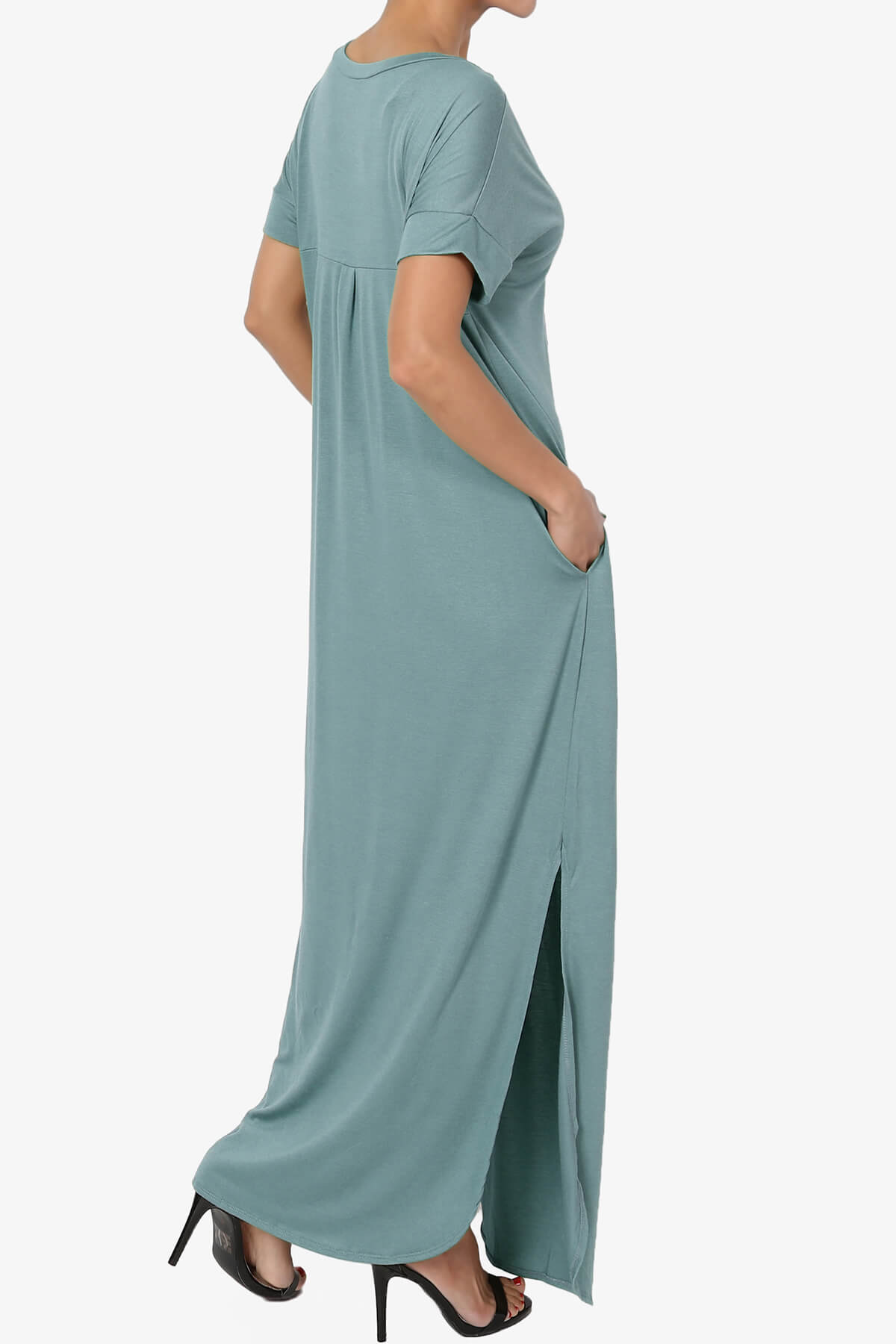 Load image into Gallery viewer, Lunar Pocket T-Shirt Maxi Dress DUSTY BLUE_4
