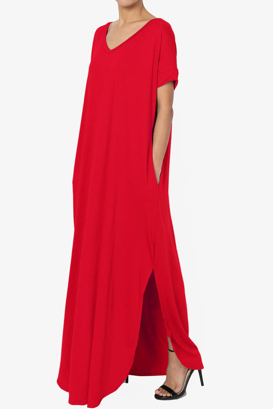 Load image into Gallery viewer, Lunar Pocket T-Shirt Maxi Dress RED_3
